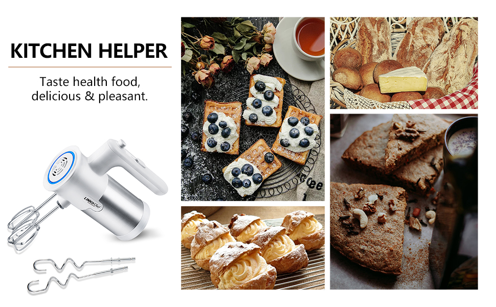 Hand Mixer, LINKChef Hand Mixer Electric 5 speed for Whipping + Mixing