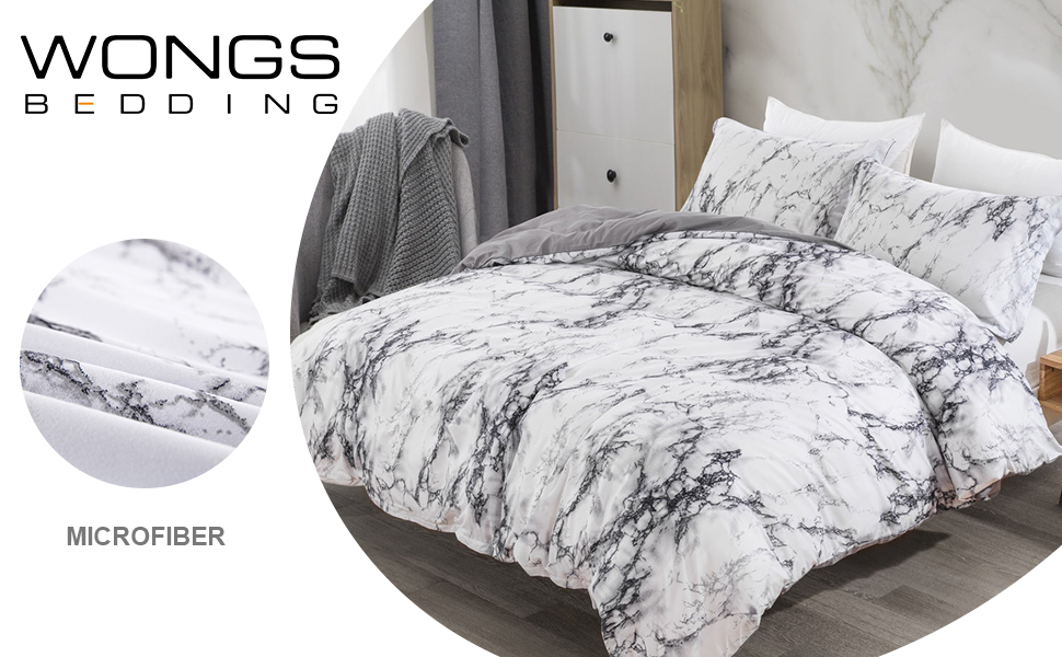 Marble Comforter Set Queen White Gray Marble Printed