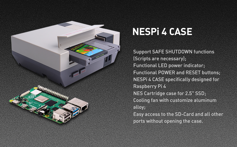 Amazon.com: GeeekPi RETROFLAG NESPi 4 Case, with SSD CASE,USB-C Power ...