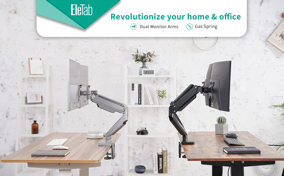EleTab Dual and Single Arm Monitor Stand Height