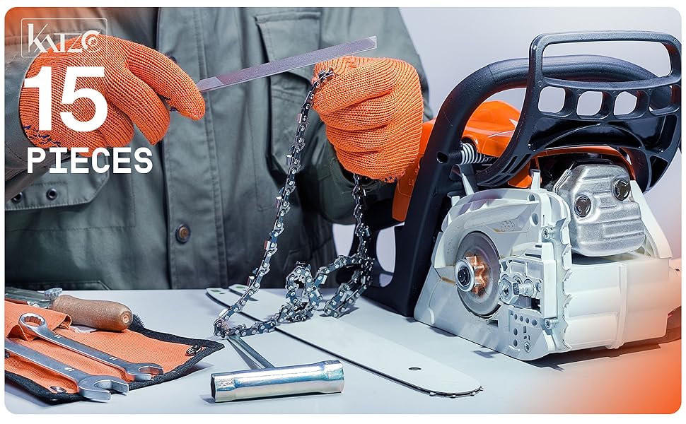 Katzco Deluxe Chainsaw Sharpener Kit with Storage Bag 20 Pieces Sharpening Set