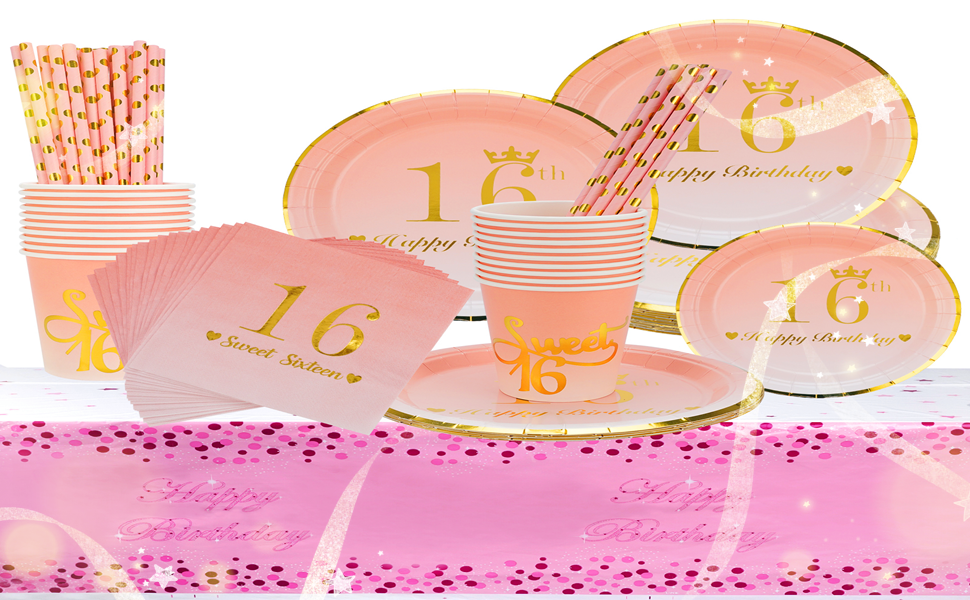 Sweet 16 Party Supplies 16th Birthday Decorations Set