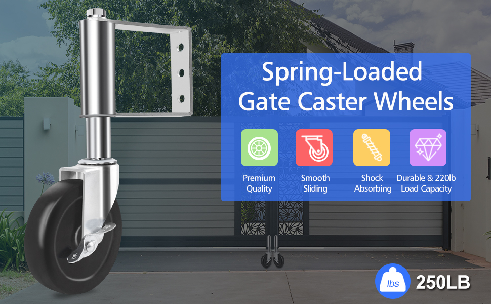 SOLEJAZZ SpringLoaded Gate Casters with Universal Mount, 5Inch Hard