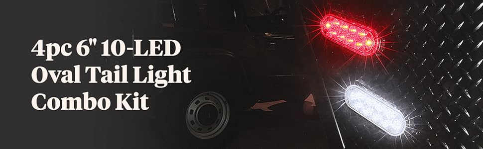 4pc 6" 10-LED Oval Tail Light Combo Kit on a trailer.