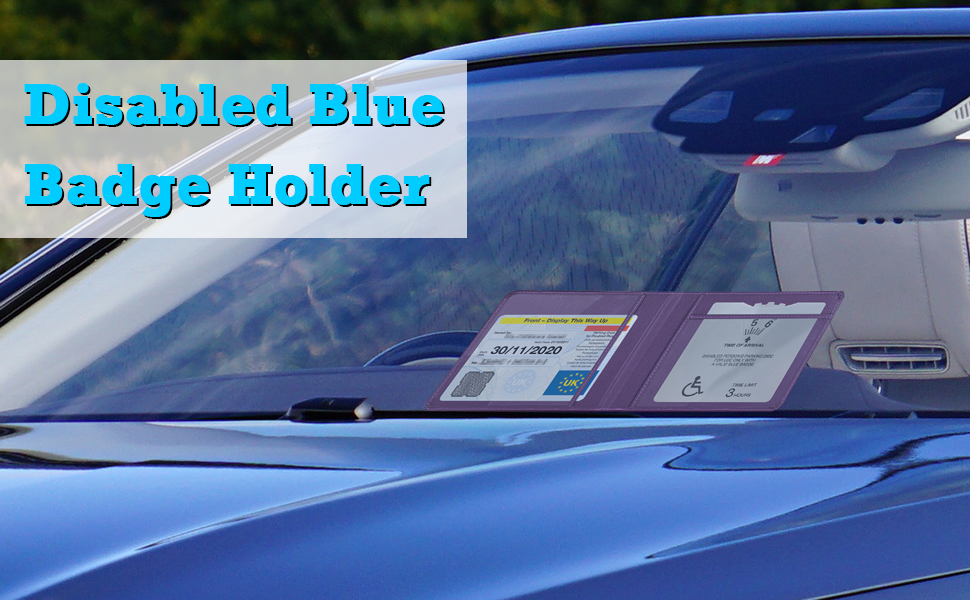 Wisdompro PU Leather Disabled Blue Badge and Timer Holder, Blue Badge