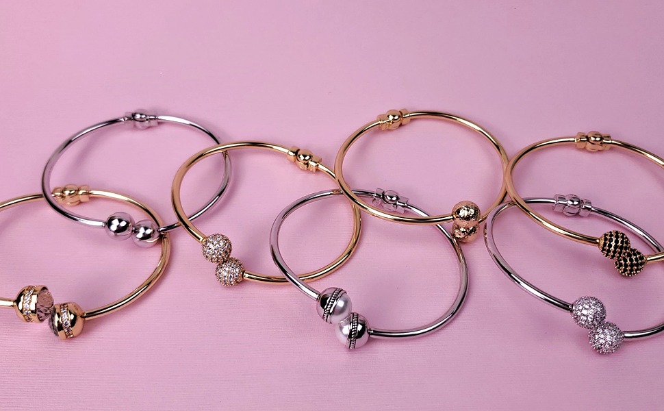 Full collection of bangles, bracelets, and charms