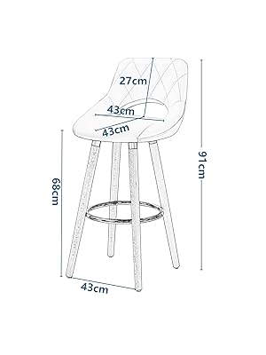 WOLTU 2 Pcs Bar Stools Breakfast Kitchen Counter High Stools Wood Legs Barstools Black 19 tabouret de bar