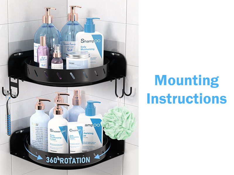 Amazon.com: 360°Rotating Corner Shower Caddy Shelf With 6