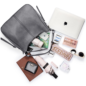 Borsa grande in similpelle da donna, grigio chiaro