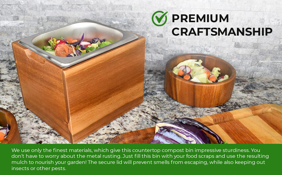 BelleMark Kitchen Compost Bin Rust Proof Stainless Steel