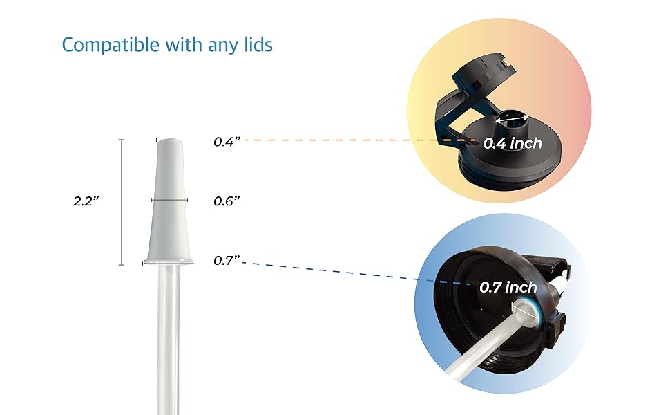 FLES Water Bottle Straw 5pcs (64 oz / 2 Liter). BPA Free Reusable Straw. Cut Size To