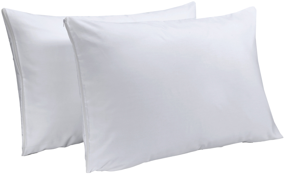 2 Pack Pillow Protectors Queen 20x30 Inches Cotton Blend 50/50 Sateen High Thread