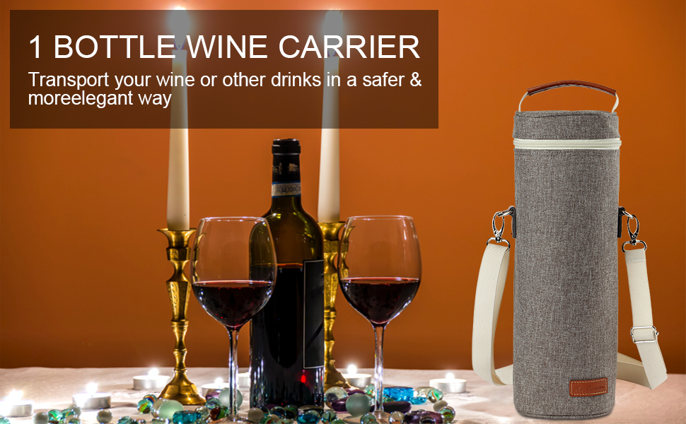 ZORMY 1 Bottle Insulated Wine Tote Carrier Bag, Travel