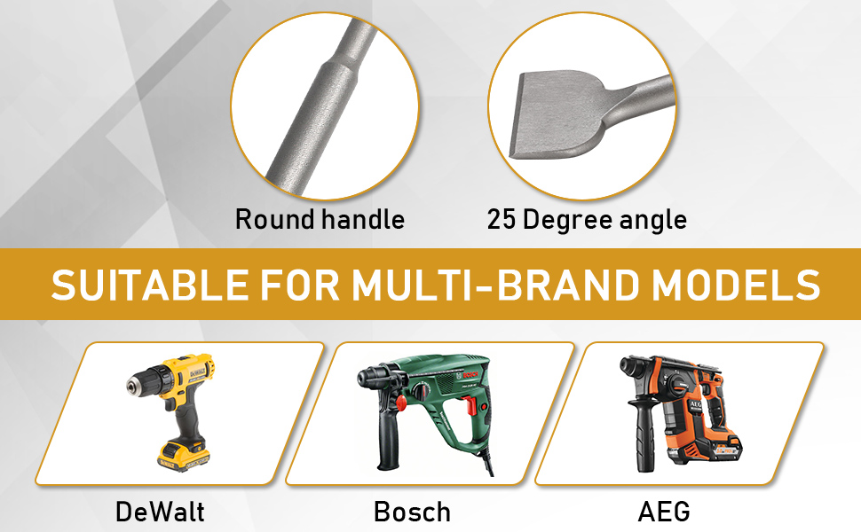 Burin SDS PLUS Carrelage, Ciseau à Carrelage 165mm X 75mm Haute Qualité Nouvellement Améliorés, Burin Pour Carreleur, Ciseau à Tuiles Courbé Ciselé Pour Céramique Et Carreaux De Sol,Dolaso 12 8