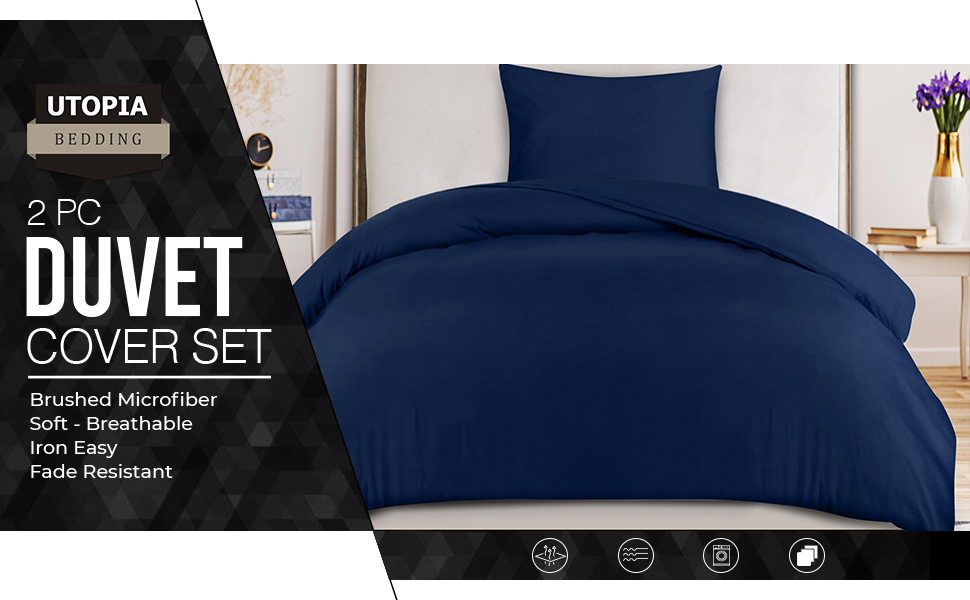 Utopia Bedding Single Duvet Cover Set Soft Microfibre Duvet Cover