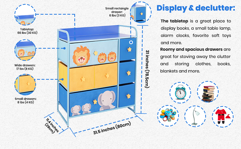 Our spacious and durable dresser allows you to display and declutter