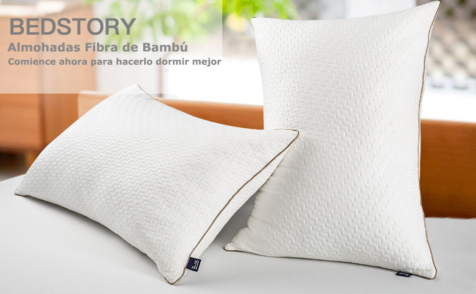 BedStory Almohada 50x80 Almohadas Antiácaros con Funda de Lavable Almohada  Bambú 2 Unidades con 80% de 3D Fibra + 20% de 7D Fibra de poliéster Relleno  de Almohadas Fibra : : Hogar y cocina