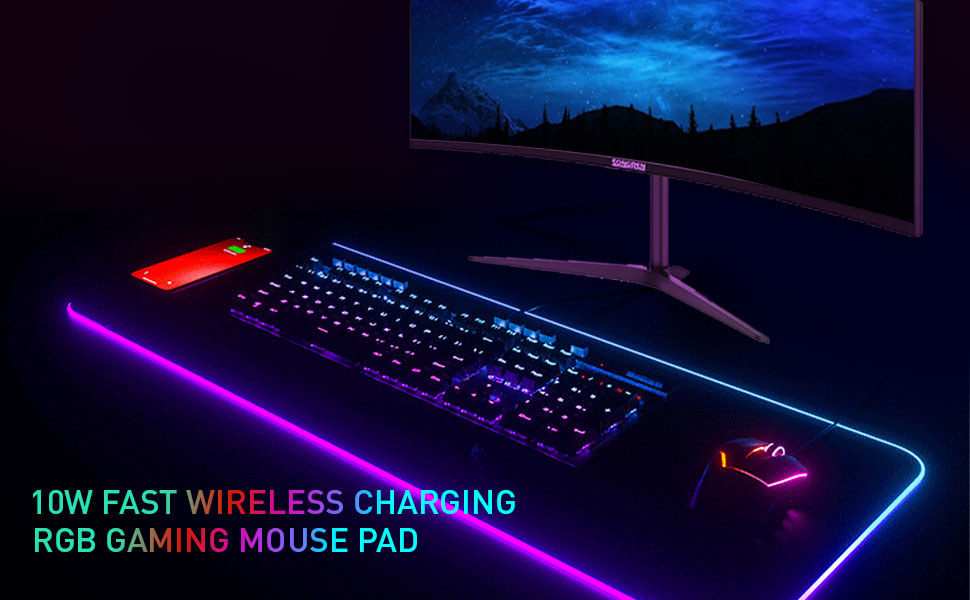 Wireless charging game rgb mouse pad