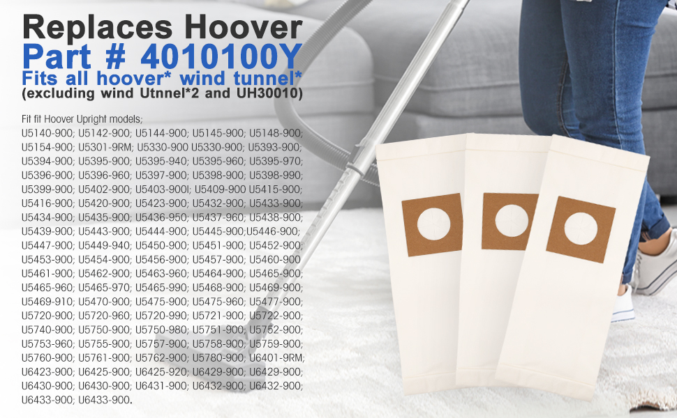 LotFancy Vacuum Bags for Hoover Windtunnel Upright 9Pcs