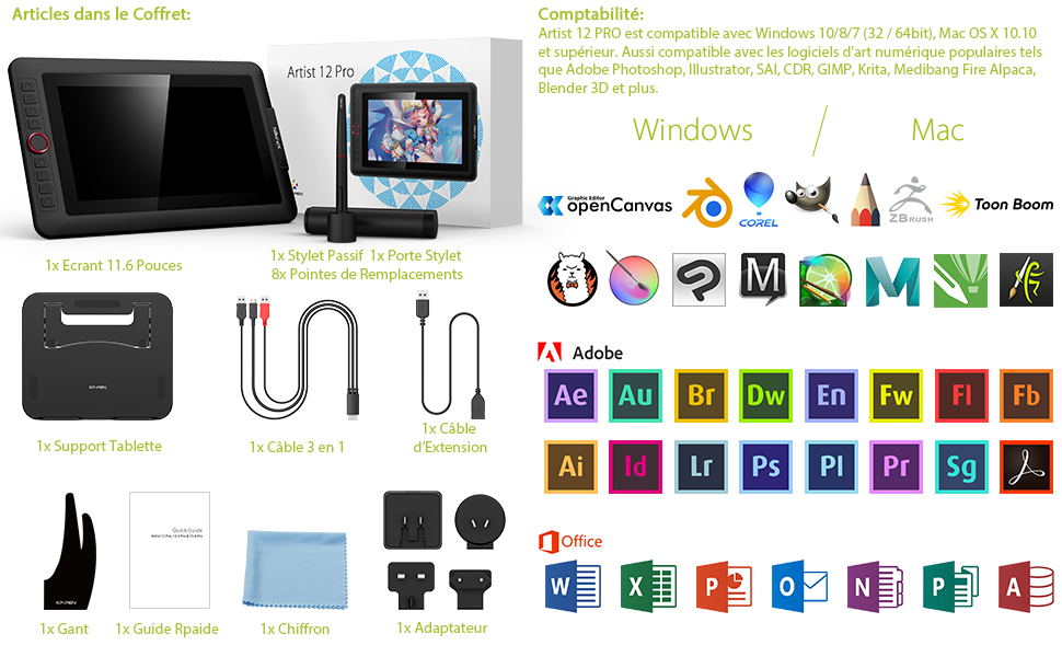 xp pen artist 12 pro tablette graphique avec écran tablette dessin