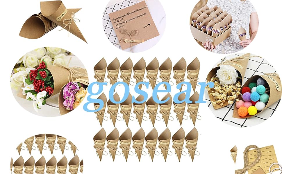 Gosear 50PCS Papier , Confettis Mariage Kraft Rétro avec