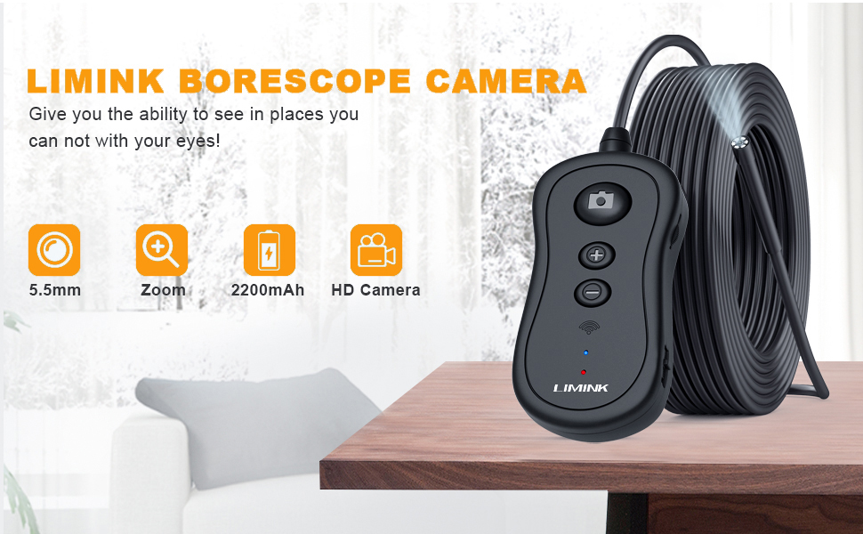 WiFi Endoscope Camera, LIMINK 5.5mm Inspection Camera with Light