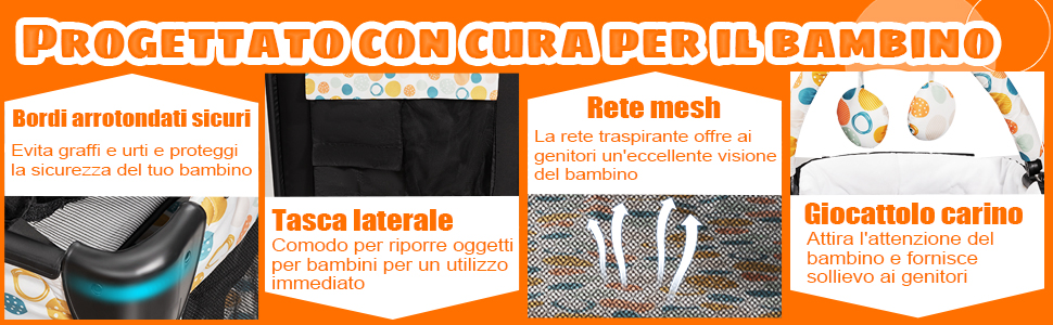 4 In 1 Culla Da Viaggio Lettino Per Neonati Box Portatile, Pieghevole Con Ruote E Materassino, Borsa Di Trasporto E Giochi Inclusi, Blu 12 1