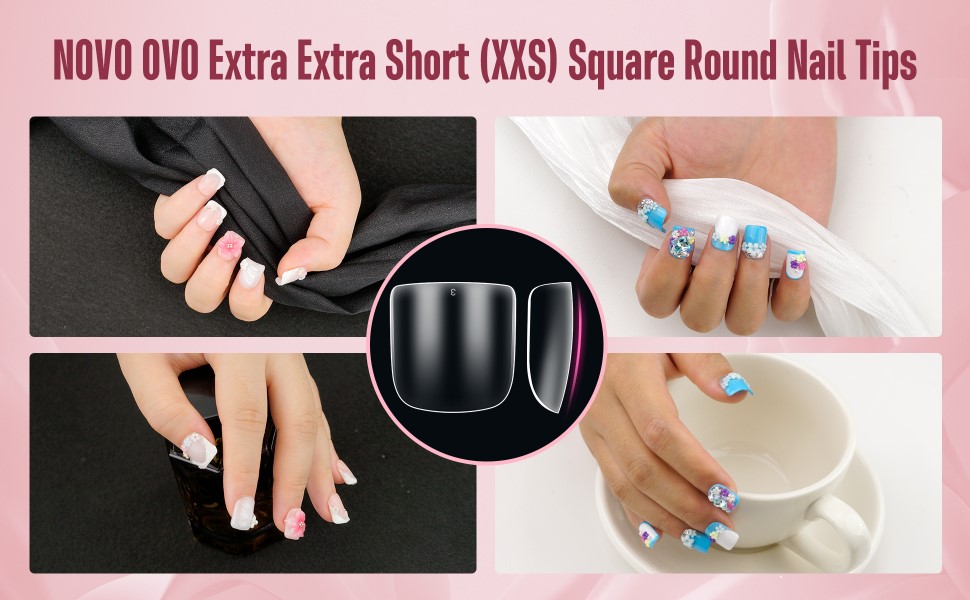 Extra Extra Short (XXS) Square Round Nail Tips