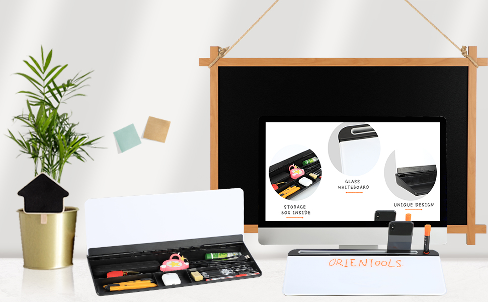 ORIENTOOLS Desktop Glass Whiteboard, Small Dry Erase Whiteboard with