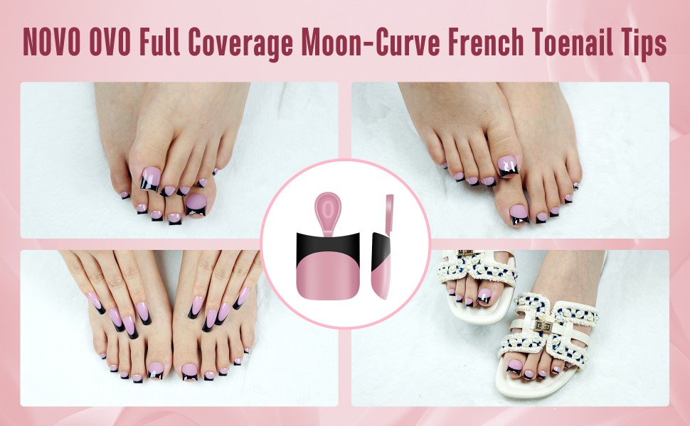 Full Coverage Moon-Curve French Toenail Tips