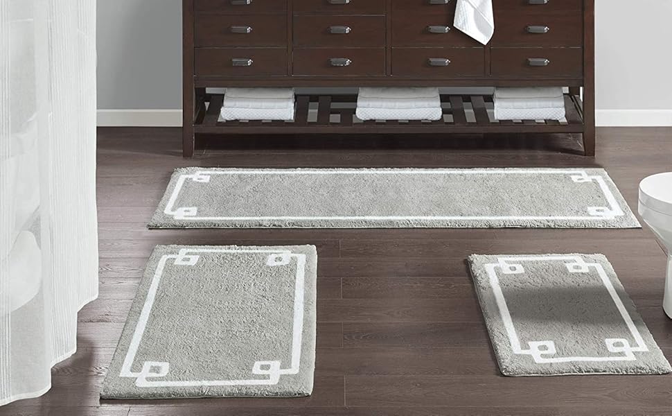 Evan Cotton Tufted Washable Bath Mat, Luxury Solid Bathroom Rugs, 20X30 inches, Grey Amazon.ca