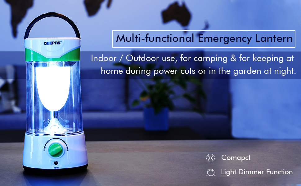 Geepas GSE5589 Rechargeable Solar LED Lantern MultiFunctional