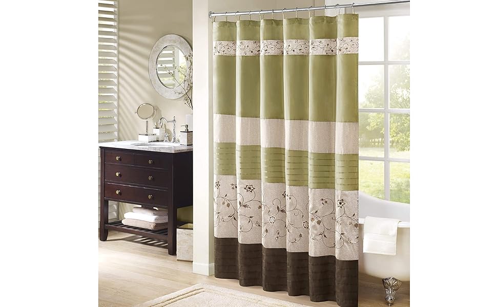 Madison Park MP701918 Serene Shower Curtain 72x72 green,72x72 Amazon