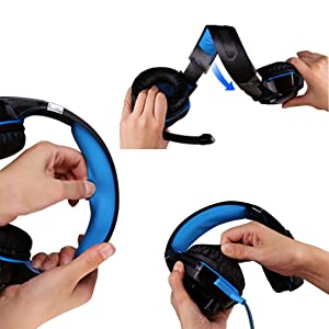 KOTION G2000 Gaming Headphone Headset Stereo Bass Over-ear Headband Mic PC Blue