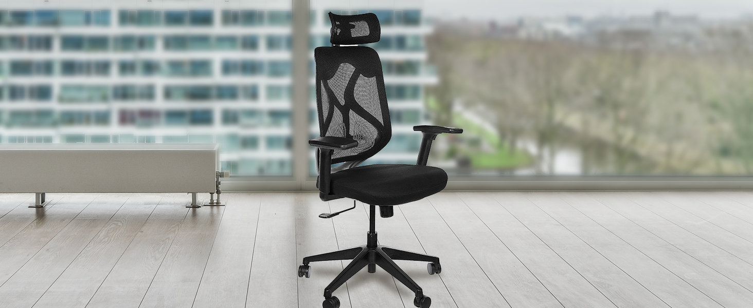 Amazon Brand Solimo Elite High Back Mesh Office Chair (Fabric, Black