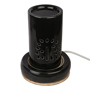 Diwali Sale Pure Source India Clay Ceramic Round Electric Aroma Diffuser With 10 Ml Relaxing Aroma Oil (Black)