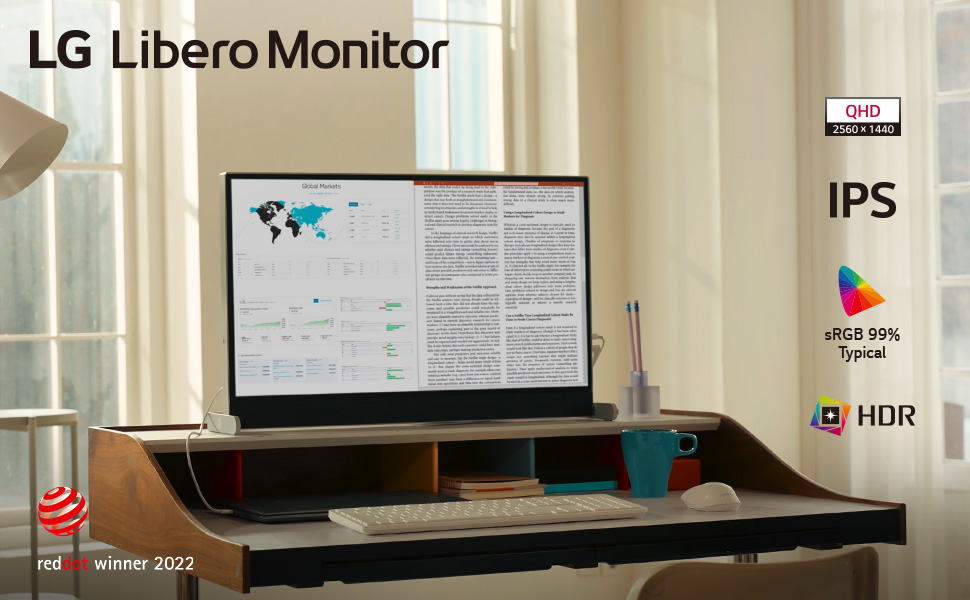 LG 27BQ70QC-S 27-inch QHD Libero Monitor with Detachable