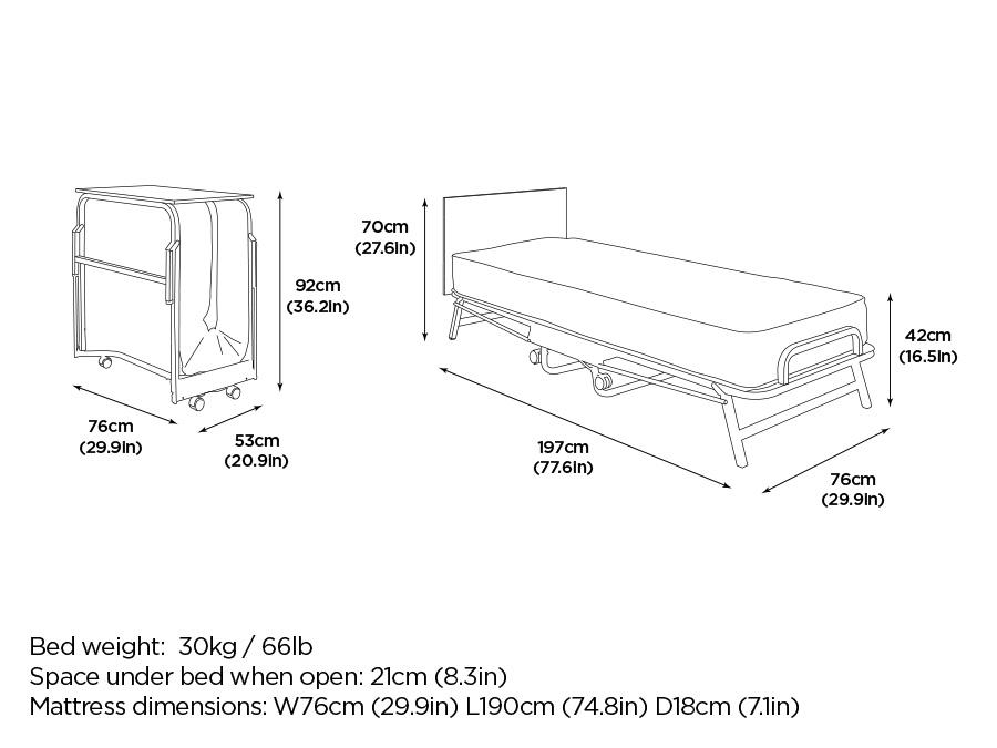JAYBE Crown Single Folding Bed with Premier Contract Sprung Mattress