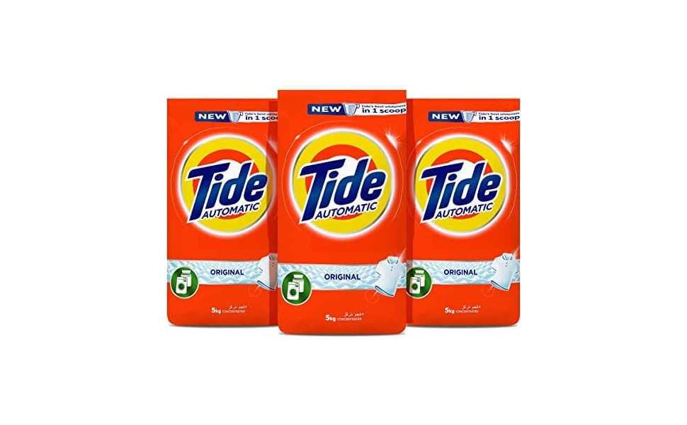 Tide Automatic Laundry Detergent Powder, Original Scent, 15KG (3 x 5KG) Packaging may vary