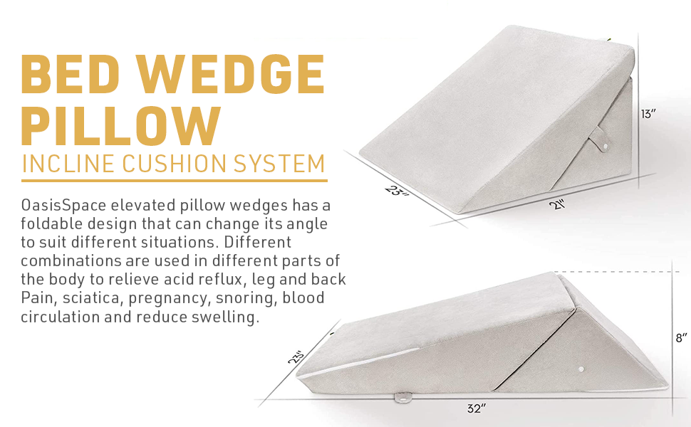 OasisSpace Bed Wedge Pillow, Adjustable