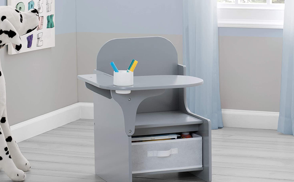 Delta Children MySize Chair Desk with Storage Bin, Grey Buy Online at