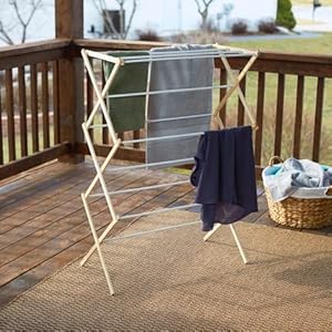 Amazon Com Household Essentials 5001 Collapsible Folding Wooden Clothes Drying Rack For Laundry Pre Assembled Home Kitchen