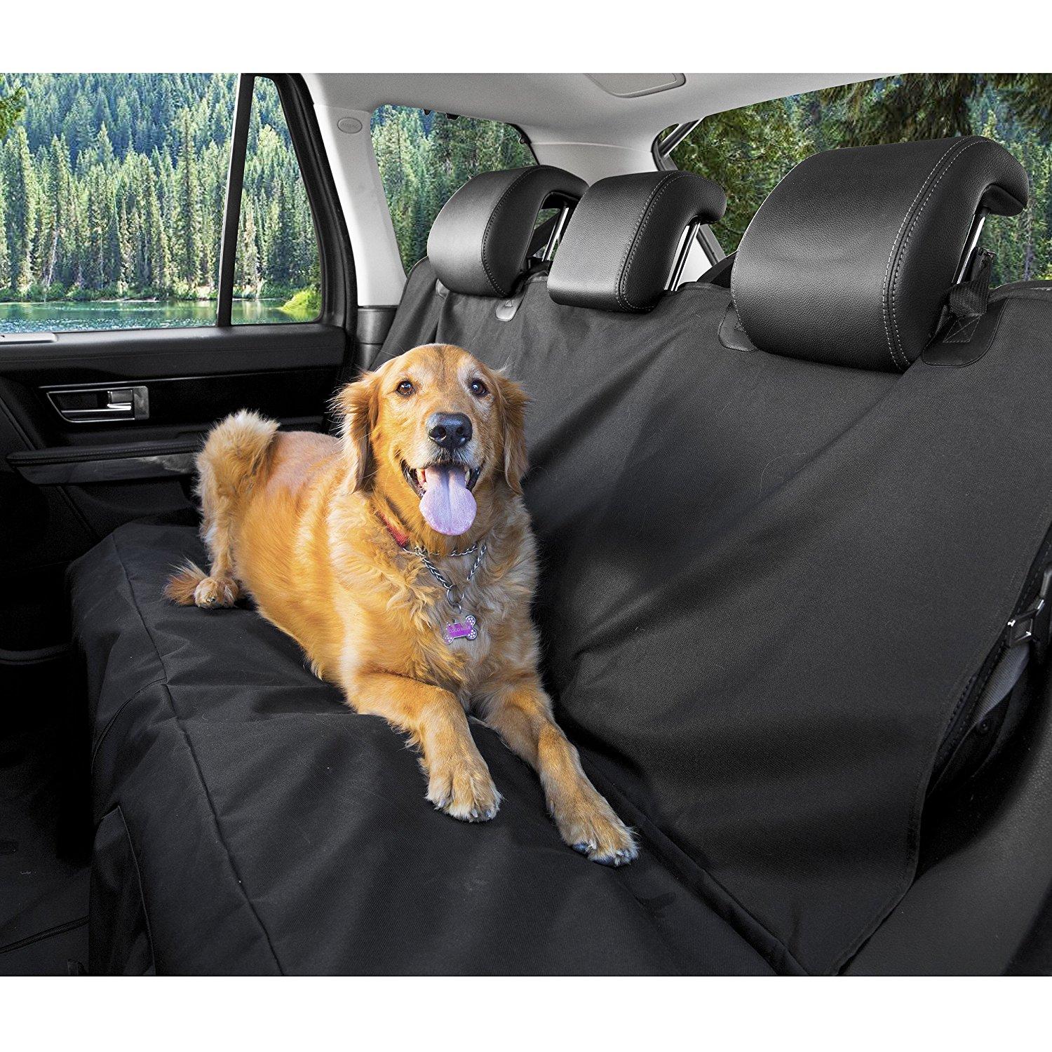 BarksBar Original Pet Seat Cover for Cars Black, WaterProof & Hammock Convertible