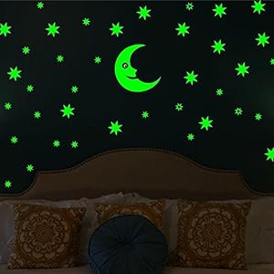 Buy Wall Whispers Sticker Moon and 69 Star Glow in The 