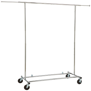 AmazonBasics Rolling Double Rail Clothing Garment Rack on Wheels, Chrome Silver