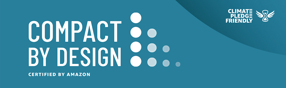 Compact By Design. Certified by Amazon. Climate Pledge Friendly.