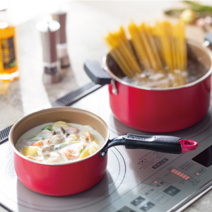 レッド 両手鍋 波形蓋*3 レッド 両手鍋 波形蓋*3