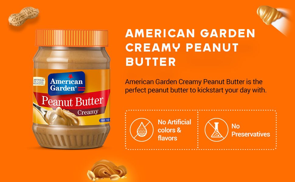 American Garden Creamy Peanut Butter, 18oz Buy Online at Best Price