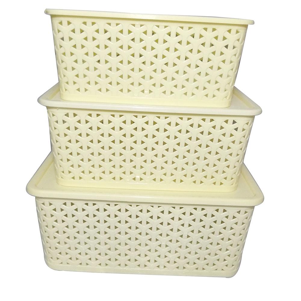 Fair Food 3 Piece Plastic Basket with Lid, Ivory Amazon.in Home & Kitchen