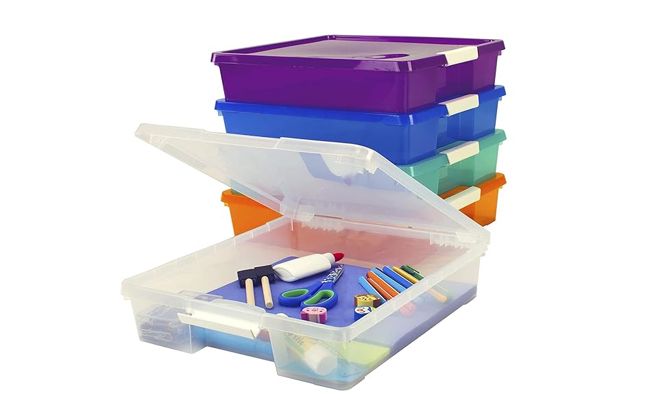 Storex Classroom Student Project Box, Plastic, 15.25 x 13.25 x 3.25